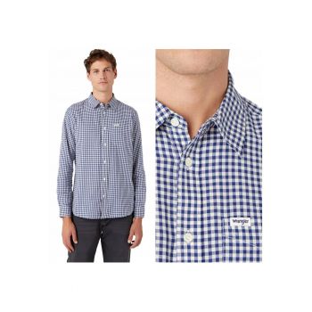Camasa Barbati -  1 Pocket Shirt - Regular Fit - Nasturi - 1 Buzunar - 100% Bumbac - Confortabila - Eleganta - Ideala Pentru Zi Cu Zi - Marimea M - Albastru