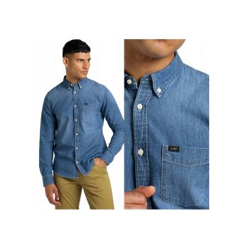 Camasa Barbati -  Button Down - Regular Fit - Cu Nasturi - 1 Buzunar - 100% Bumbac - Confortabila - Eleganta - Ideala Pentru Zi Cu Zi Si La Birou - Marimea 5XL - Albastru