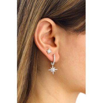 Cercei in forma de stea din argint 925 decorati cu zirconia
