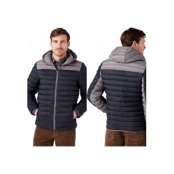 Jacheta Barbati -  Puffer Jacket - Regular Fit - Fermoar - 100% Poliamid - 2 Buzunare - Calduroasa - Confortabila - Ideala Pentru Zile Mai Racoroase - Marimea 4XL - Negru/Gri