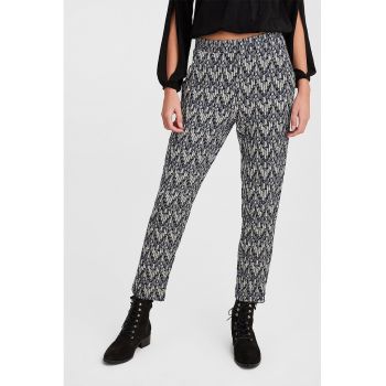 Pantaloni crop conici cu talie elastica