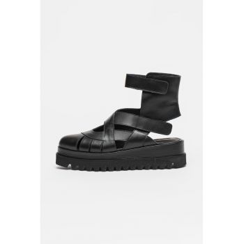 Pantofi flatform de piele
