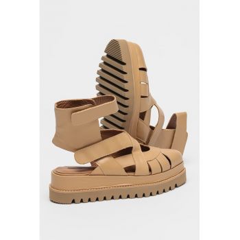 Pantofi flatform de piele
