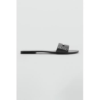 Papuci flatform din piele