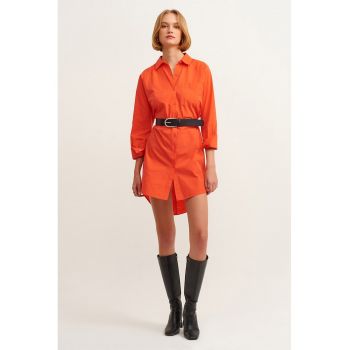 Rochie-camasa de bumbac cu terminatie asimetrica