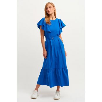 Rochie de bumbac cu maneci cu volane