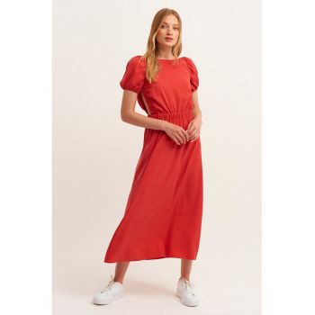 Rochie din amestec de lyocell cu maneci bufante