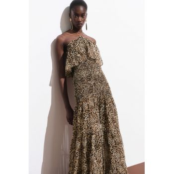 Rochie lunga cu model animal print