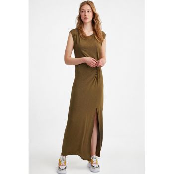 Rochie maxi cu slit lateral si fronseuri