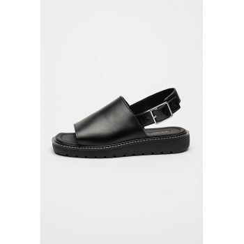 Sandale slingback cu garnituri din piele