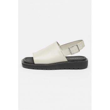 Sandale slingback cu garnituri din piele