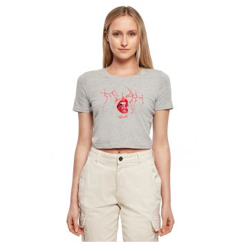 Tricou crop cu imprimeu grafic