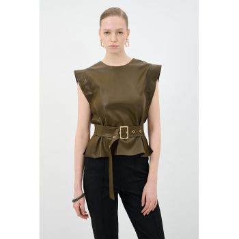 Bluza de piele ecologica cu o curea asortata