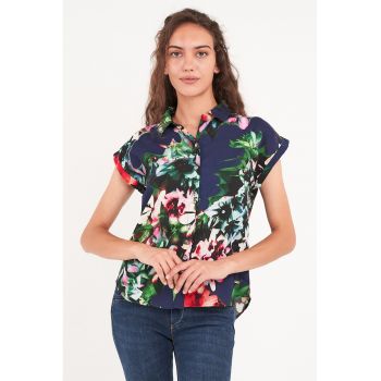 Camasa cu model floral si maneci scurte