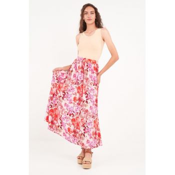 Fusta lunga cu model floral
