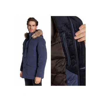 Jacheta Barbati -  Parka Jacket - Regular Fit - Fermoar - 2 Buzunare - 90% Poliester - 10% Poliamid - Calduroasa - Rezistenta La Apa - Ideala Pentru Iarna - Marimea 3XL - Albastru Navy