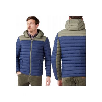 Jacheta Barbati -  Puffer Jacket - Regular Fit - Fermoar - 100% Poliamid - 2 Buzunare - Calduroasa - Confortabila - Ideala Pentru Zile Mai Racoroase - Marimea 4XL - Albastru/Gri