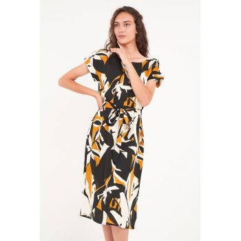 - Rochie dama cu imprimeu (Culoare: GOLD FUSION - Marime: XL/42)