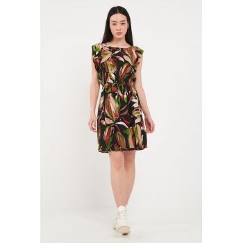 - Rochie dama cu imprimeu floral (Culoare: BLACK - Marime: L/40)