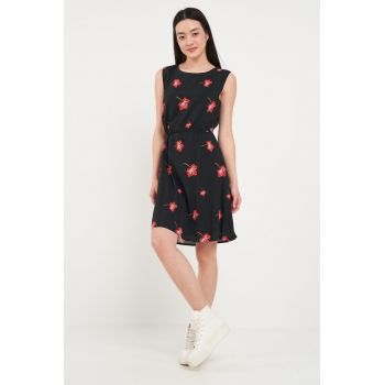 - Rochie dama cu imprimeu floral (Culoare: BLACK - Marime: M/38)