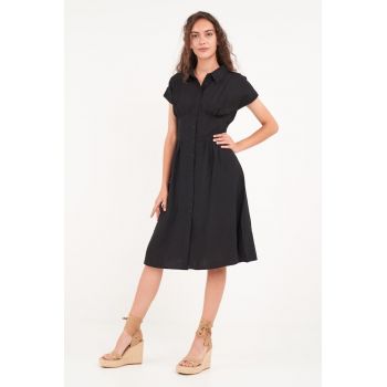 - Rochie dama tip camasa (Culoare: BLACK - Marime: S/36)