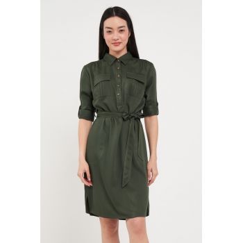 - Rochie dama tip camasa (Culoare: DARK GREEN - Marime: XS/34)