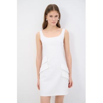 Rochie dreapta din amestec de lyocell cu aplicatii decorative