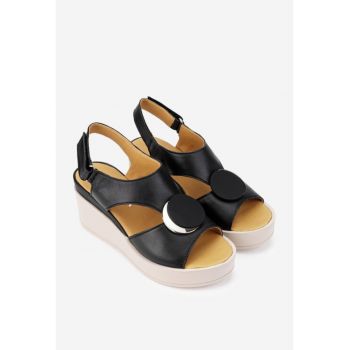 Sandale dama din piele naturala neagra