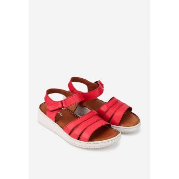 Sandale dama din piele rosie