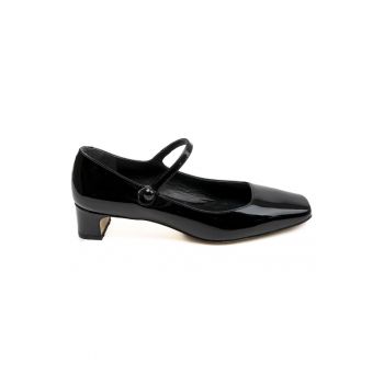 Pantofi Mary-Jane din piele lacuita cu toc masiv Rivas
