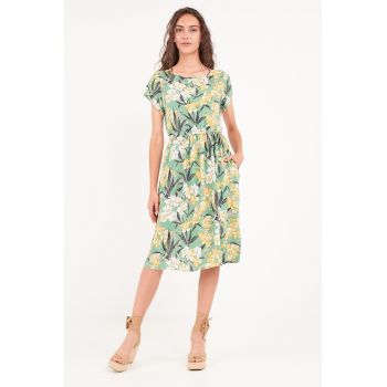 Rochie cu imprimeu - croiala A si buzunare laterale