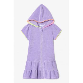 Rochie de plaja din material terry cu fermoar