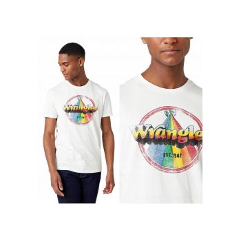 Tricou Barbati -  Rainbow - Regular Fit - 100% Bumbac - Confortabil - Respirabil - Moale La Atingere - Material Durabil - Ideal Pentru Zi Cu Zi - Alb